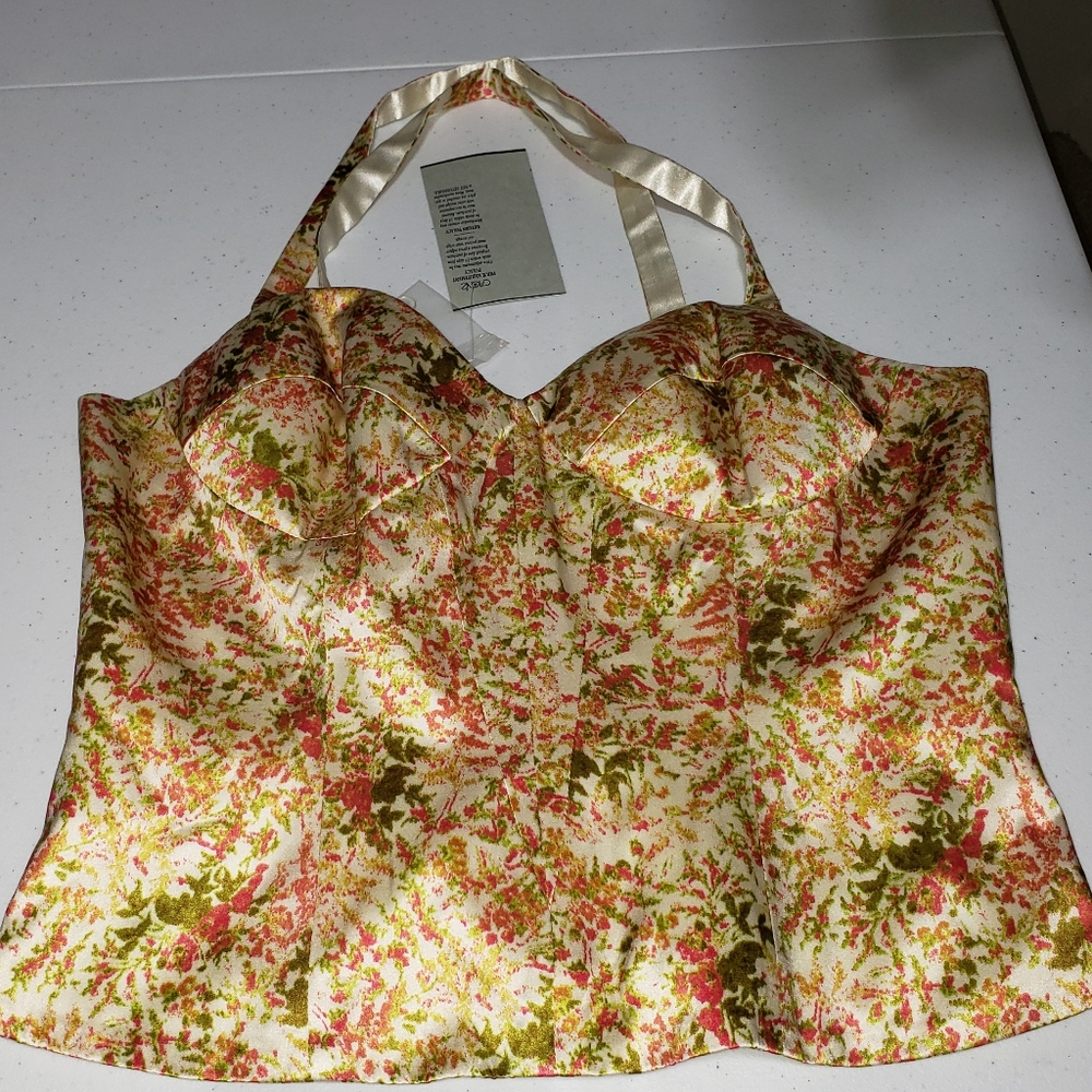 NWT Cache Silk 100% Silk Floral Top
